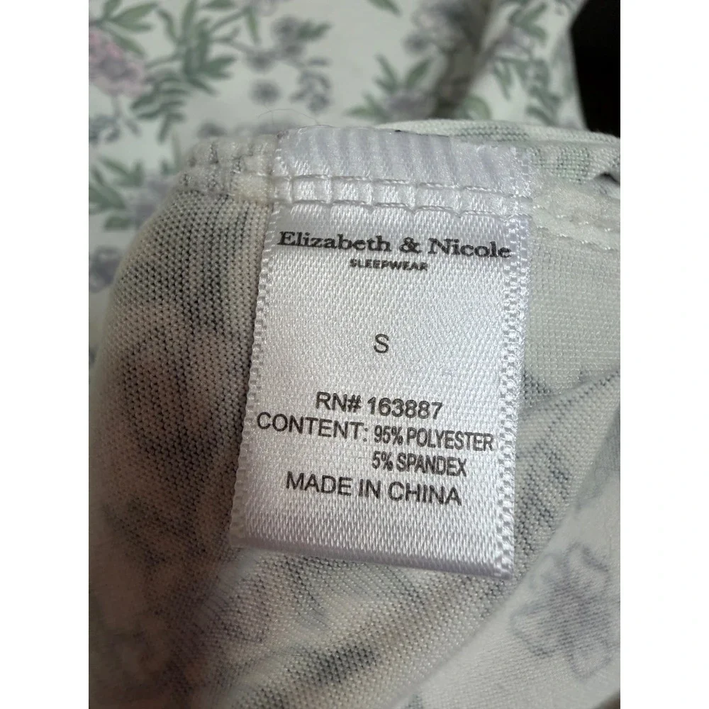 Elizabeth & Nicole Pajama Set Womens Small White Floral Lace Henley Loungewear